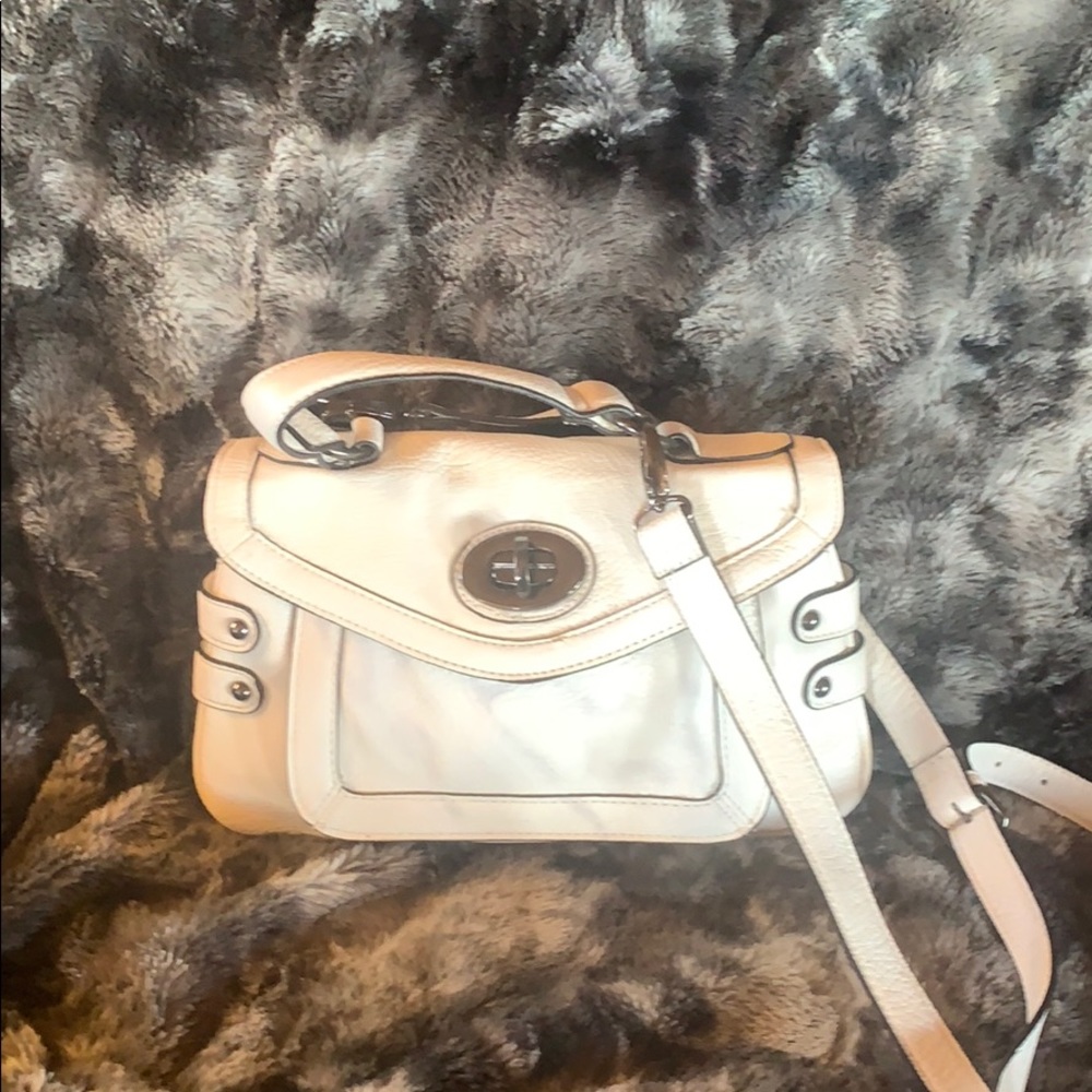White leather crossbody bag